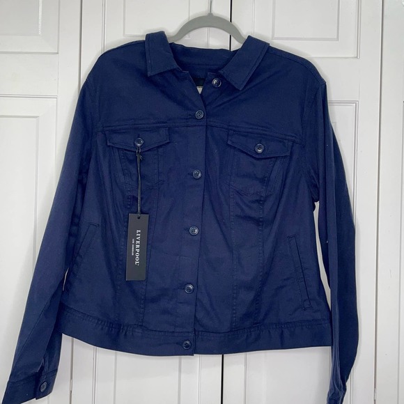 Liverpool Los Angeles Navy Blue Button-Down Jacket  1X  NWT - Picture 2 of 5